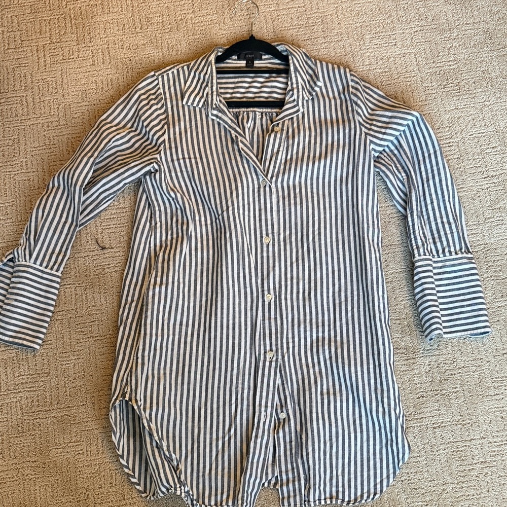 JCrew Striped Blue and White Swim Coverup